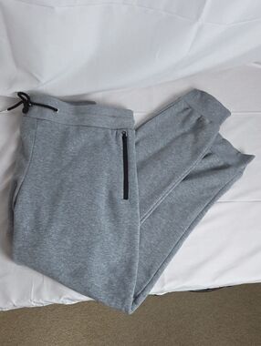 Women’s Grey Drawstring Joggers with Zip Pocket